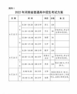 河南省中考时间2022年具体时间